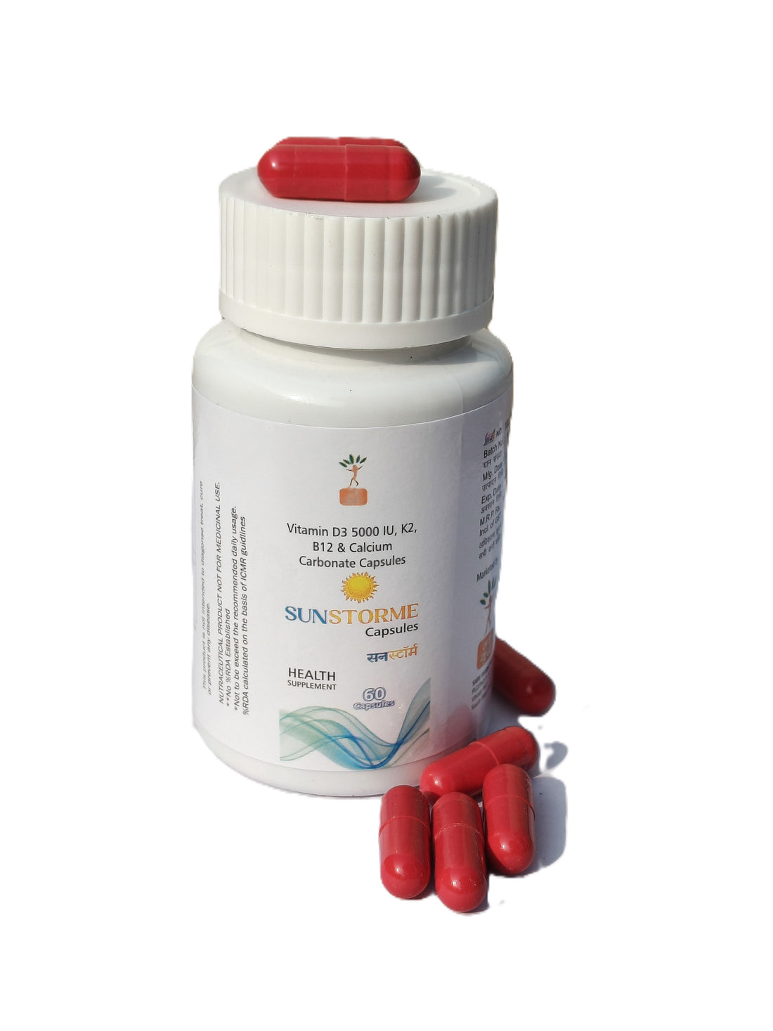 SUNSTORME VITAMIN D3 5000 IU, K2, B12, & CALCIUM CARBONATE CAPSULES| FREE SHIPPING ON PACK OF 2