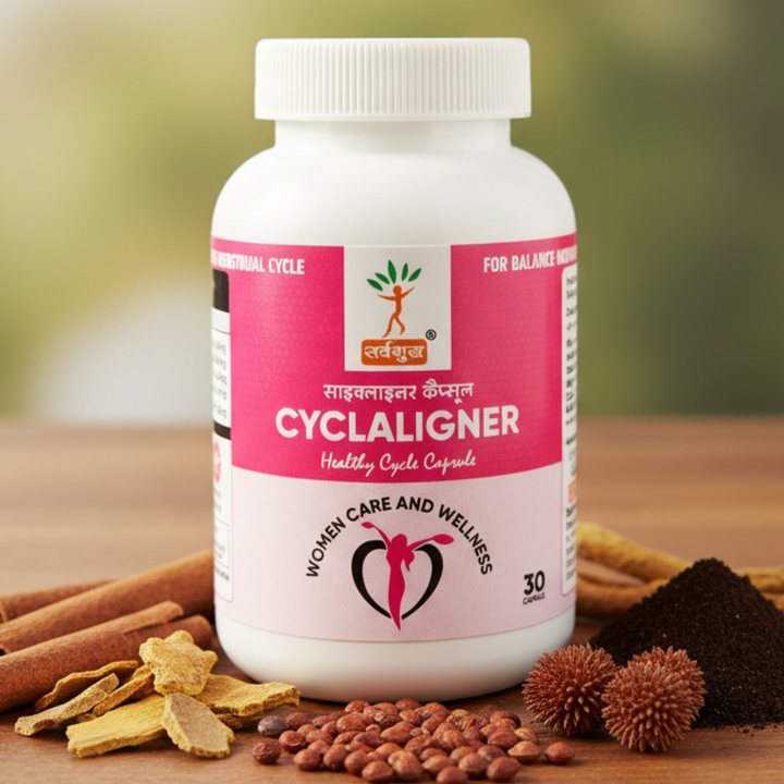 PCOD RELIEVE IN MENSTRUAL PAIN, REGULATES PERIOD CYCLE, IMPROVE HARMONAL IMBALANCE & MOOD SWINGS | SARVSHUDH CYCLALIGNER CAPSULE - SARV SHUDH TRIMEX PRIVATE LIMITED